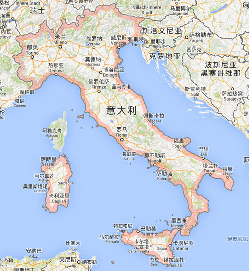 意大利地图地理位置